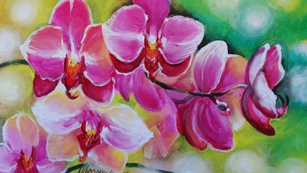 Орхидея акриловыми красками