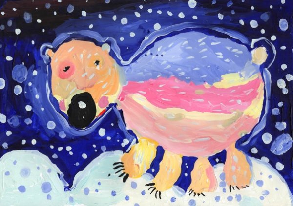 Медвежонок гуашью