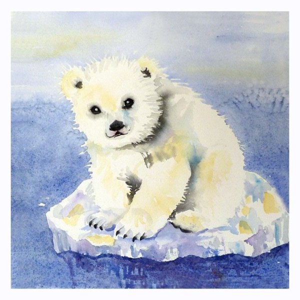 Белый медведь живопись