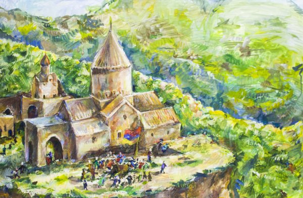 Армянская Церковь акварель