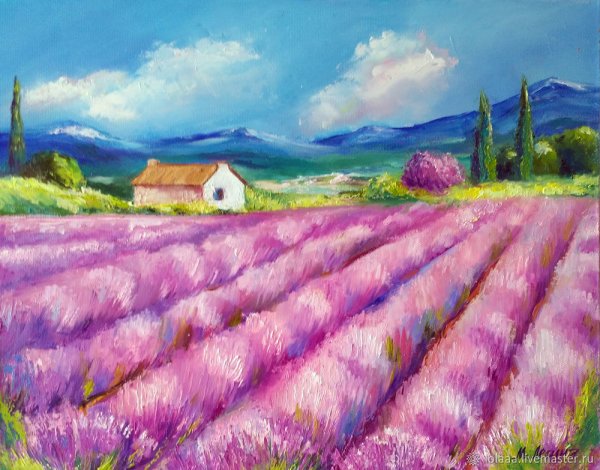 Лавандовое поле акрилом