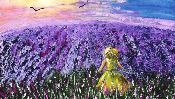 Правополушарное рисование Лавандовое поле