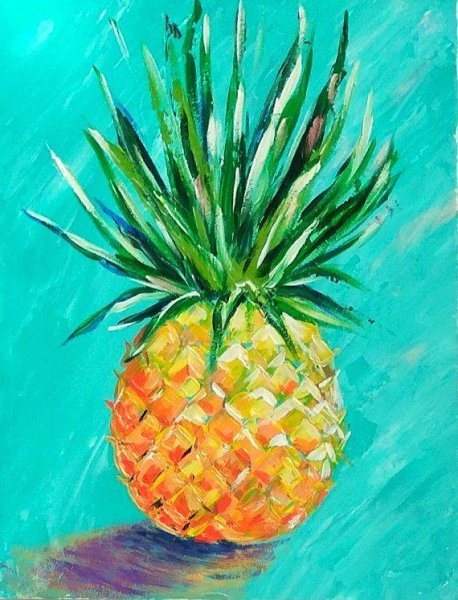 Силуэт ананаса Акварельная мозаика для детей 4