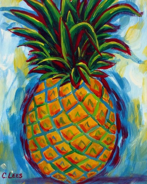 Ананас акварелью скетч