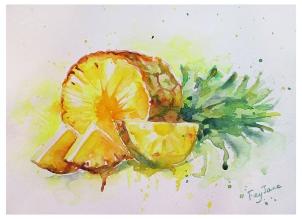 Ананас акварелью скетч