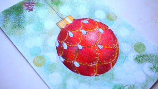 Рисование красками ёлочные шары