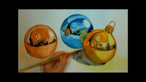 Новогодние шары гуашью