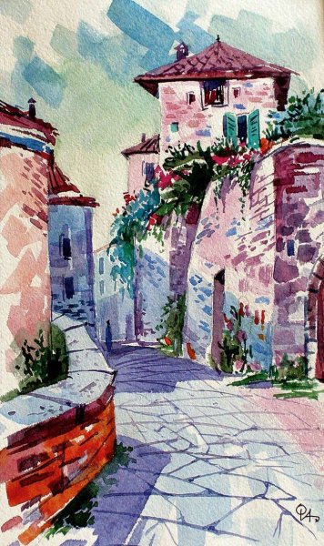 Улочки Италии акварель