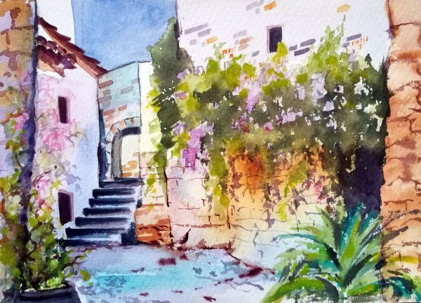 Италия живопись акварель Дворики