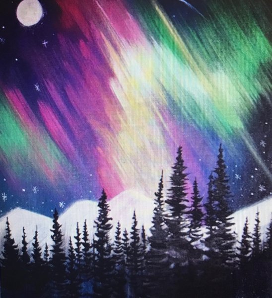 Правополушарное рисование Северное сияние для детей