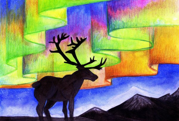 Рисование на тему Северное сияние