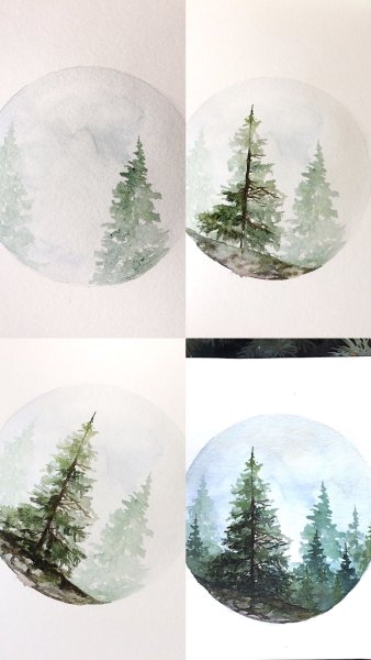 Пошаговый рисунок акварелью