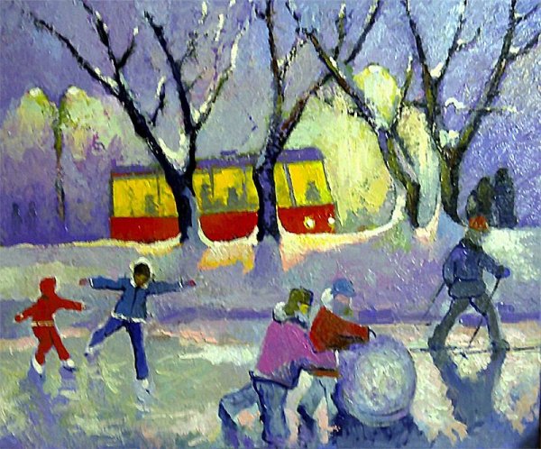 Зимний пейзаж с фигурой человека