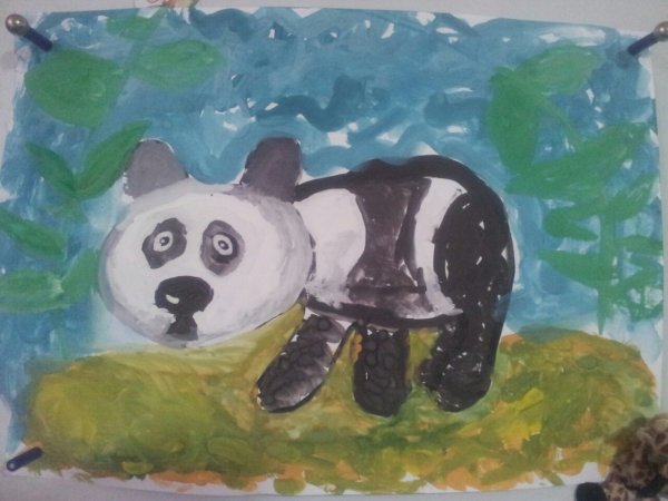 Панда рисунок гуашью