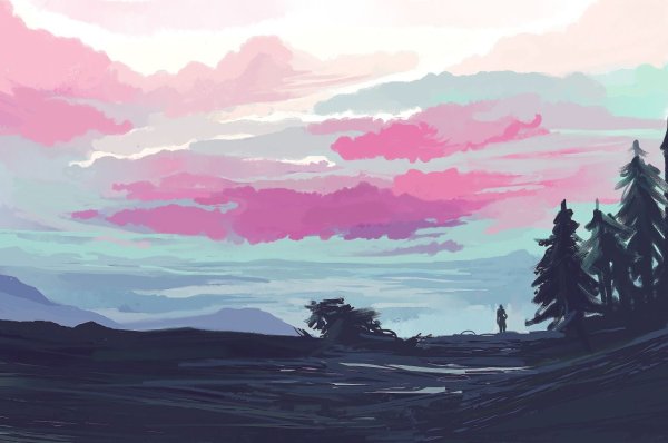 Минималистичные пейзажи гуашью