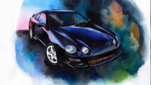 Рисунок автомобиля красками