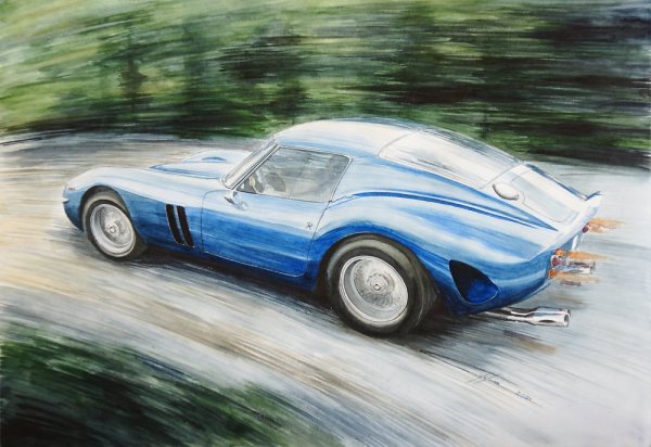 Спорткар акварелью