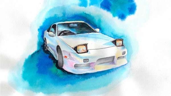 Машинка акварелью