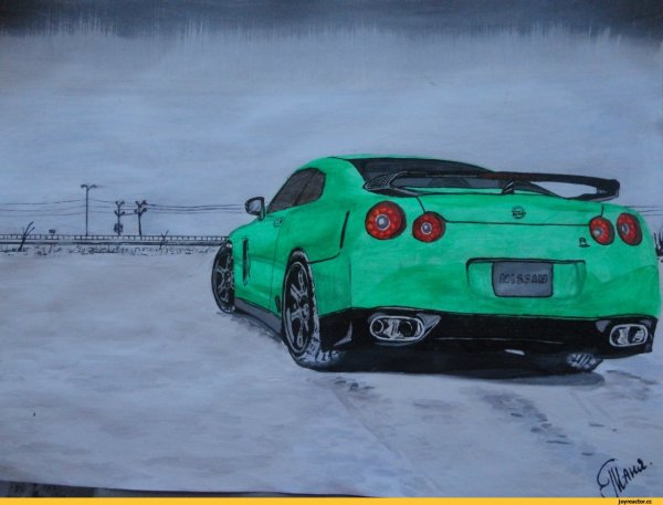 Машина рисунок гуашью