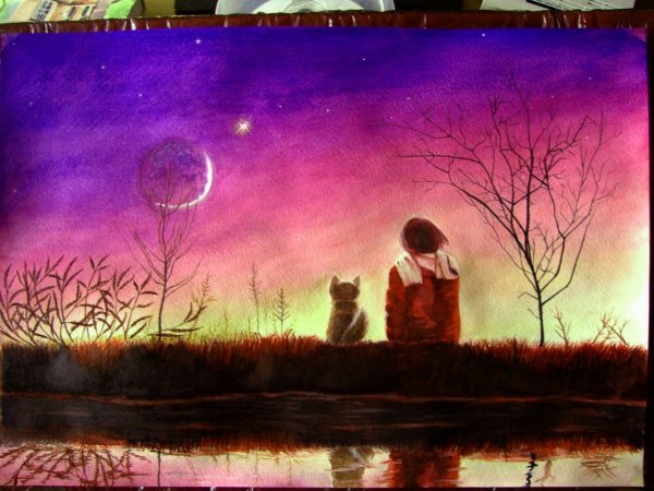 Атмосферные рисунки красками