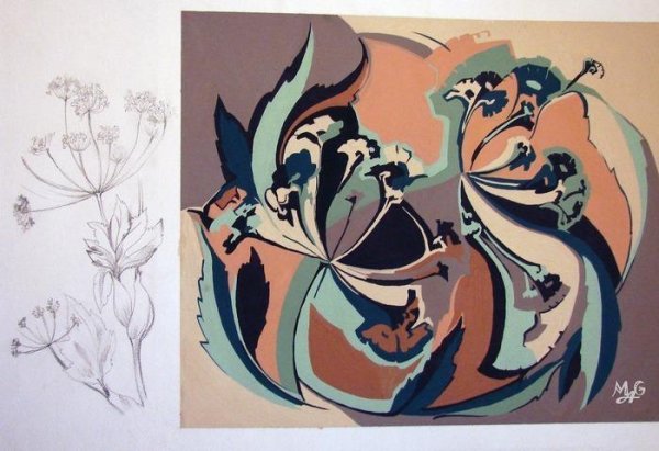 Композиция из стилизованных цветов