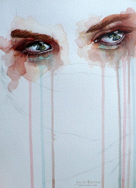 Заплаканные глаза акварелью