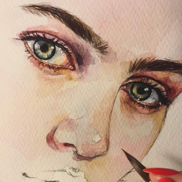 Рисование глаз акварелью