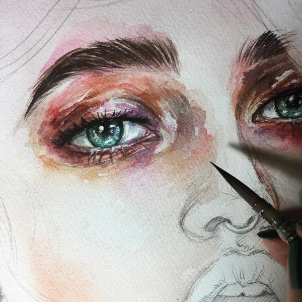 Слезы акварель