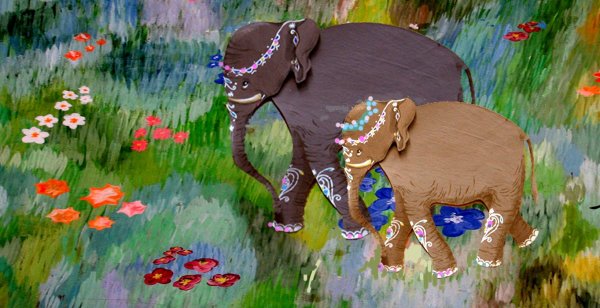 Слон гуашью для детей