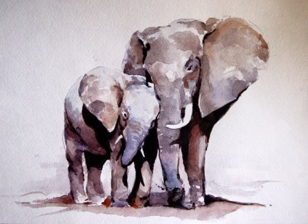 Слон гуашью