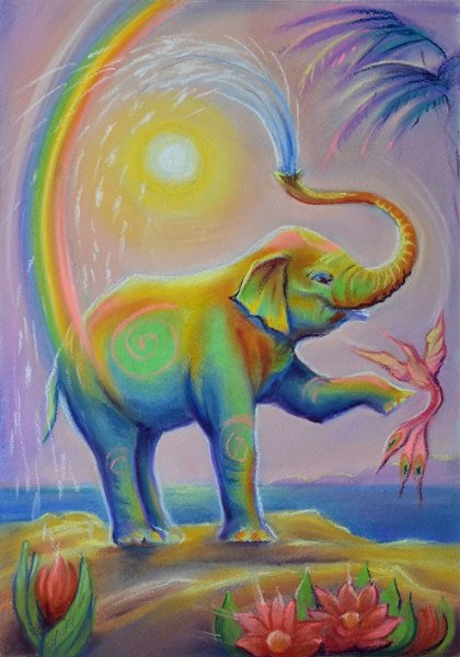 Слоны пастелью