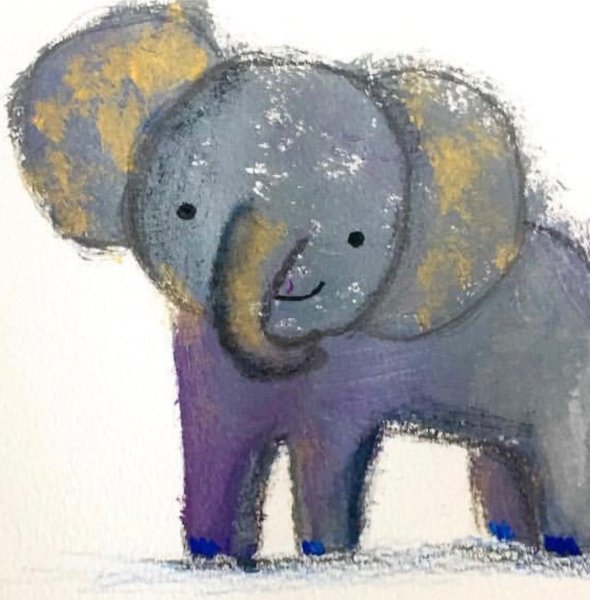 Слон гуашью для детей