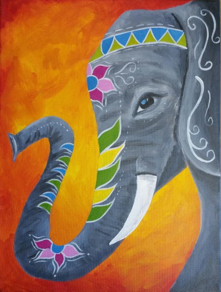 Слоник гуашью