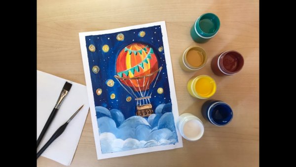 Рисование гуашью воздушный шар