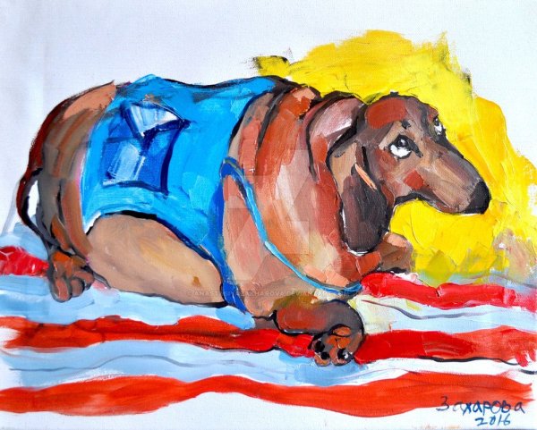 Такса картина маслом