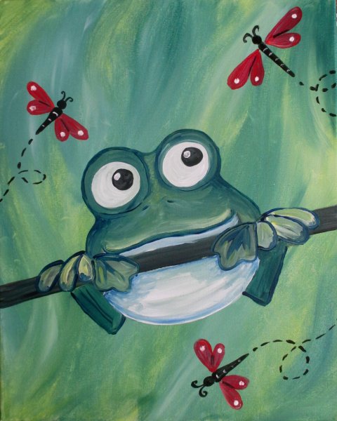 Лягушка гуашью