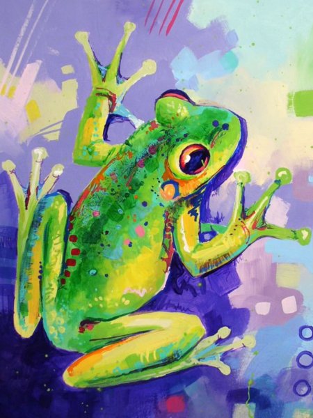 Лягушка акварелью