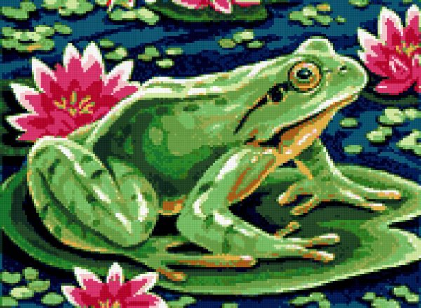 Лягушка акварель в кувшинках