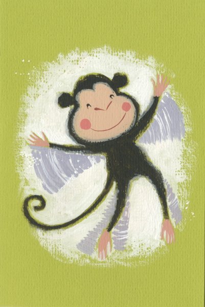 Обезьянка гуашью