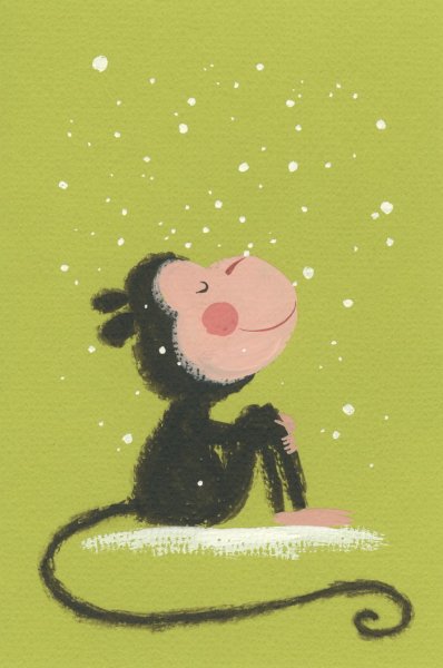 Обезьянка гуашью