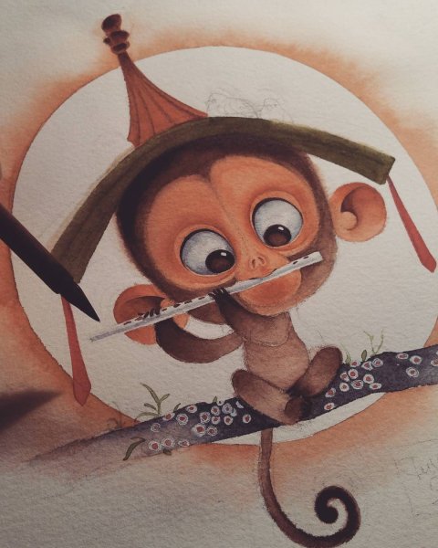 Рисуем обезьяну гуашью