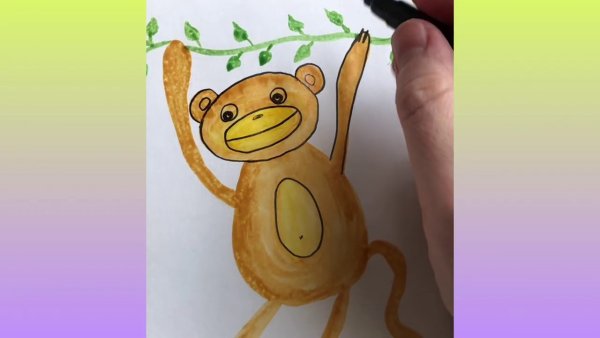 Рисунки обезьяна фломастерами