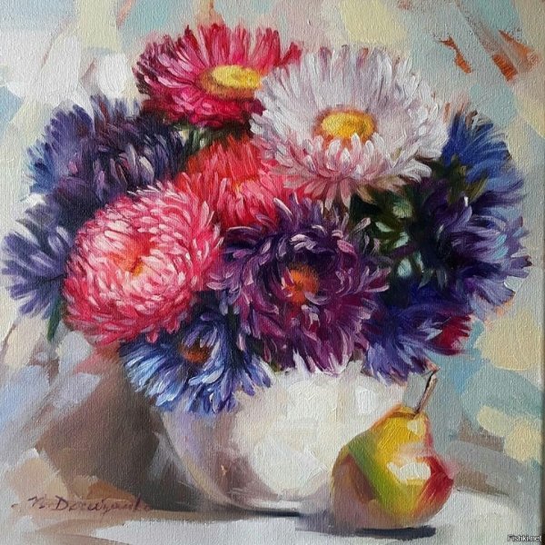 Астры красками