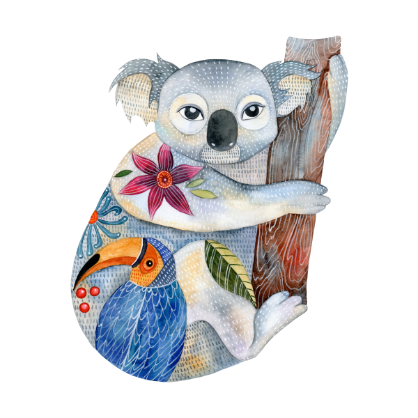 Милая коала акварель