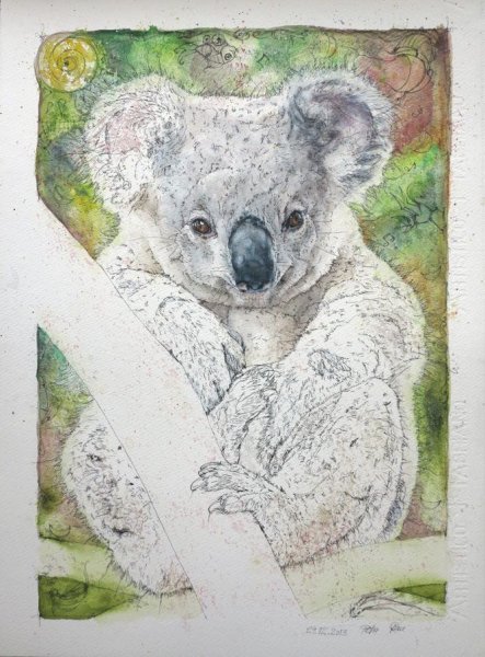 Коала акварелью для начинающих