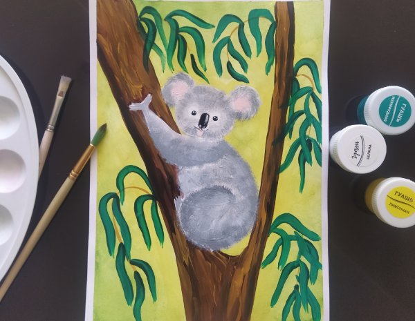 Коала акварелью