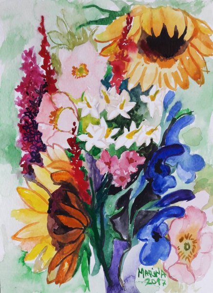 Букет гуашью