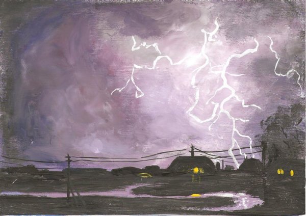 Гроза картина гуашью