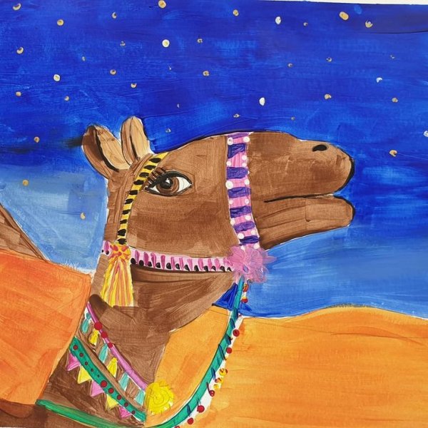 Верблюд гуашью