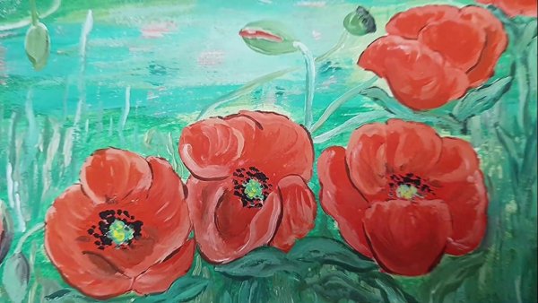 Маки рисунок гуашью